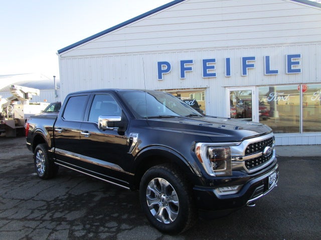 2021 Ford F-150 Platinum in Antimatter Blue Metallic — front three-quarter view